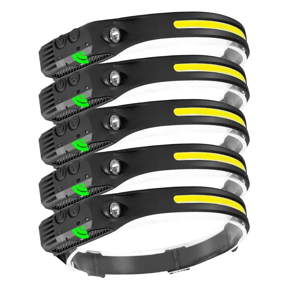 COB Headlight Running Light Induction Head Lamp Built-in Battery Fishing Headlight Type-C Rechargeable Inductive Work LED Light