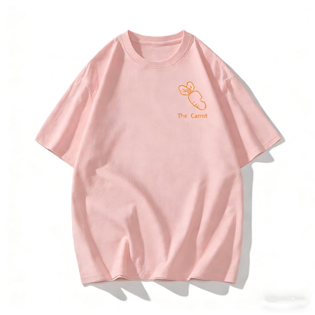 Korean Street Style Cotton Couple Valentines Tshirt Cartoon Cute Rabbit Carrots Print Unisex Women Top Streetwear Kawaii Clothes