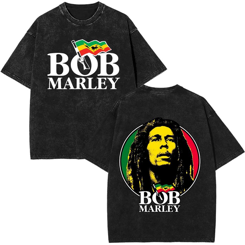 Bob Marley Legend Portrait Face Washed T Shirt Reggae Music Men Women Vintage Hip Hop Tshirt Cotton Casual Short Sleeve Tshirts