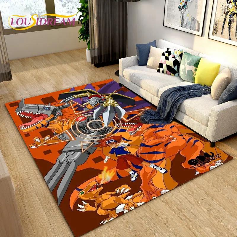 Digimon Adventure Cartoon Area Rug Large,Carpet Rug for Living Room Bedroom Sofa Doormat Decoration, Non-slip Floor Mat Cover 3D