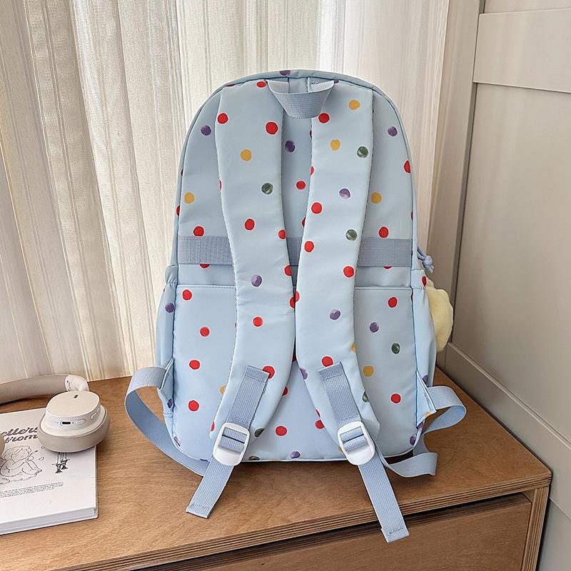 Puppy Dot Print Backpack Junior High School Student Lightweight Schoolbag Girls Large Capacity Backpack