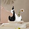 Stylish & Loving Swan Couple Piano Finish Ceramic Figures for Home Decor (Pack of 2, Black & White Colour)