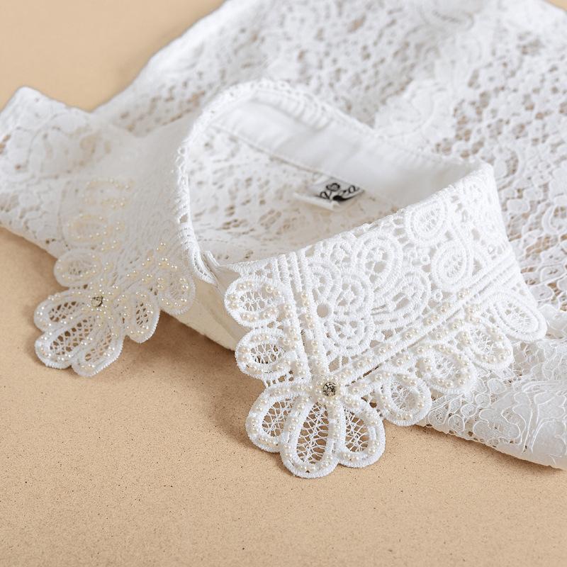Elegant Lace Collars For Women Shirt Fake False Collar With Beads White Detachable Collar For Women Half Shirt Col Nep Kraagie