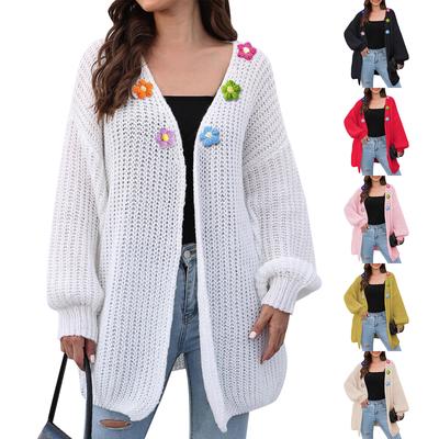 Γυναικεία Χοντρή Πλέξη Ζακέτα Πουλόβερ Χαλαρή Τεμπέλικη Casual Πουλόβερ