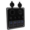 4 Gang Rocker Switch Panel with USB Cigarette Lighter Socket Toggle ON Off Combination Switch Panel for Caravan Yacht