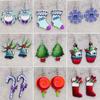Cross-Border Christmas Acrylic Earrings: Snowman, Candy Cane, Snowflake, Stocking - Quirky Holiday Jewelry