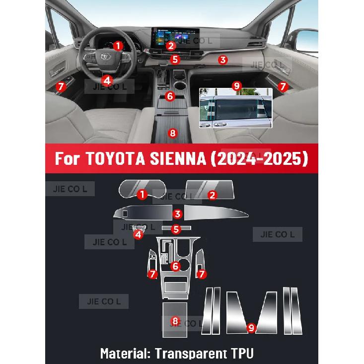 For TOYOTA SIENNA 2024 2025 Car Interior Protection Central Control Screen Transparent TPU Navigation Anti Scratch Film GPS