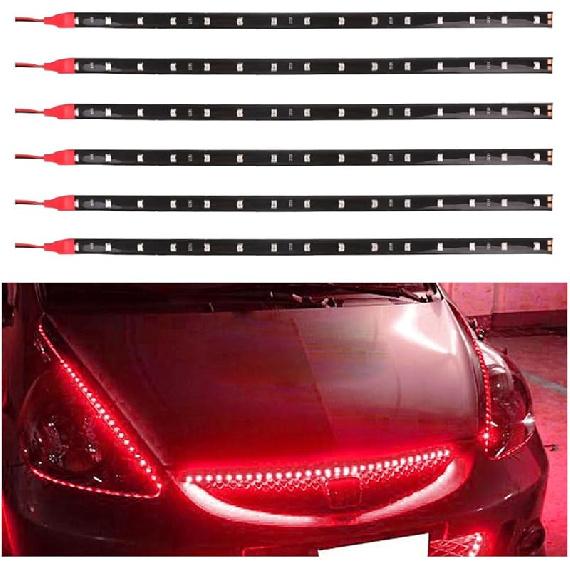 6PCS LED Strip Underbody Light, 12V 1Ft Flexible Auto Light Strip, Waterproof Car Underglow Strip, High Brightness Car Interior & Exterior Decoration