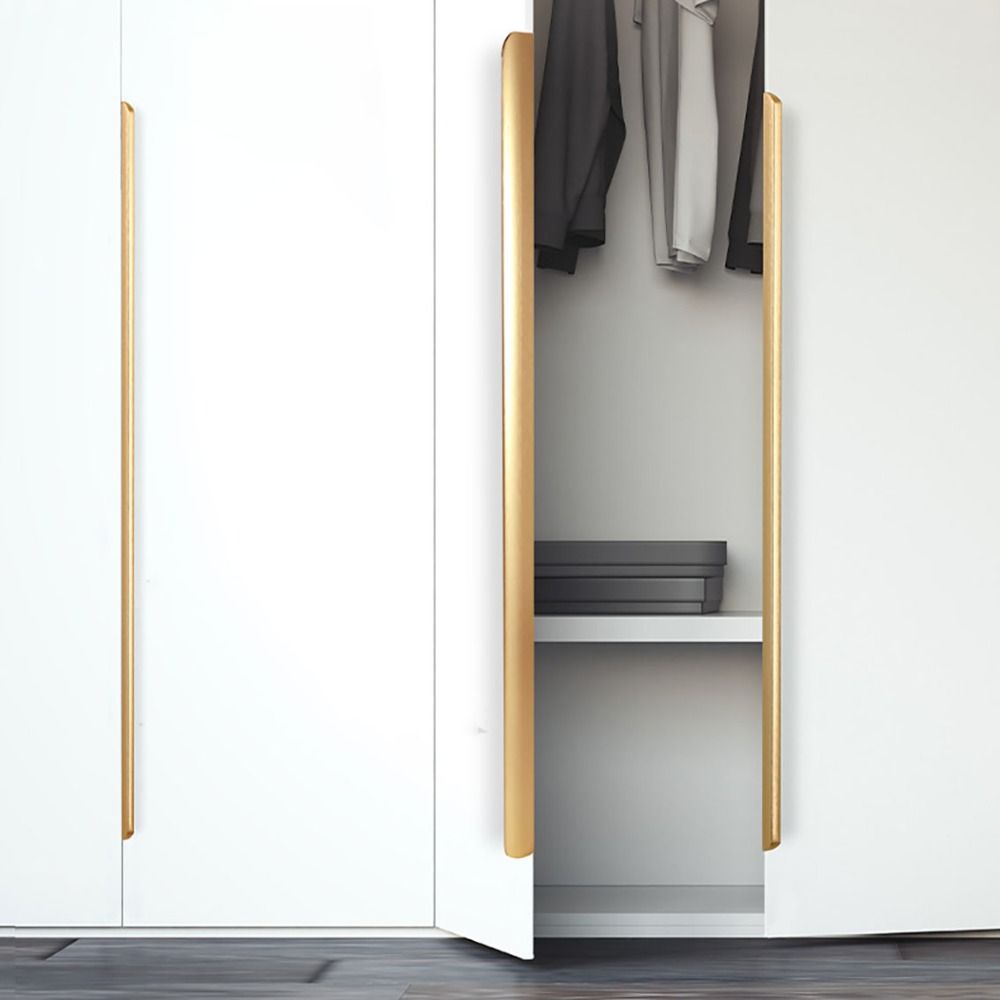 Double Hole Hidden Cabinet Handle Space Aluminum Wardrobe Long Handle Arc Door Handle  Wardrobe