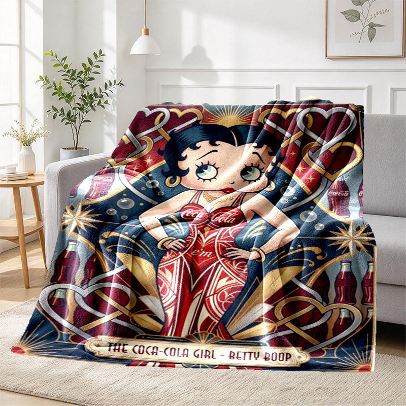 Betty Boop Art Pattern Blanket for Home Decoration, Bed, Sofa, Car Travel, Camping, Suitable for All Seasons, Birthday Christmas Gift