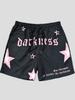 Men Gothic Angel Graffiti 3D Print Mesh Beach Shorts Elastic Drawstring Loose Straight Casual Summer Board Shorts