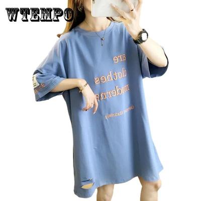 Women Dress Girl Loose O-Neck Casual Long T-shirt Dress Big Loose Home Comfort Outer Convenient