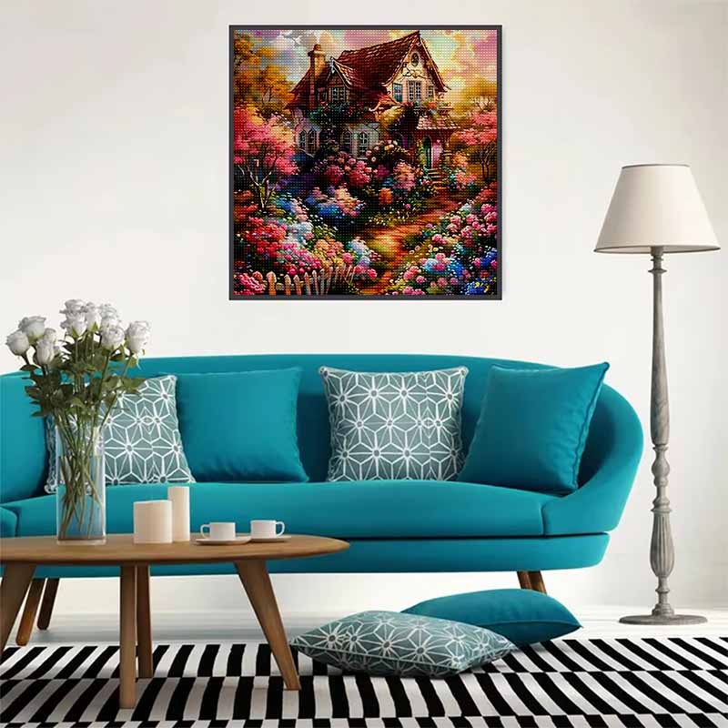 New Arrival 5D DIY Full Circle Diamond Painting "Castle Garden" Embroidery Cross Stitch Home Decor Gift