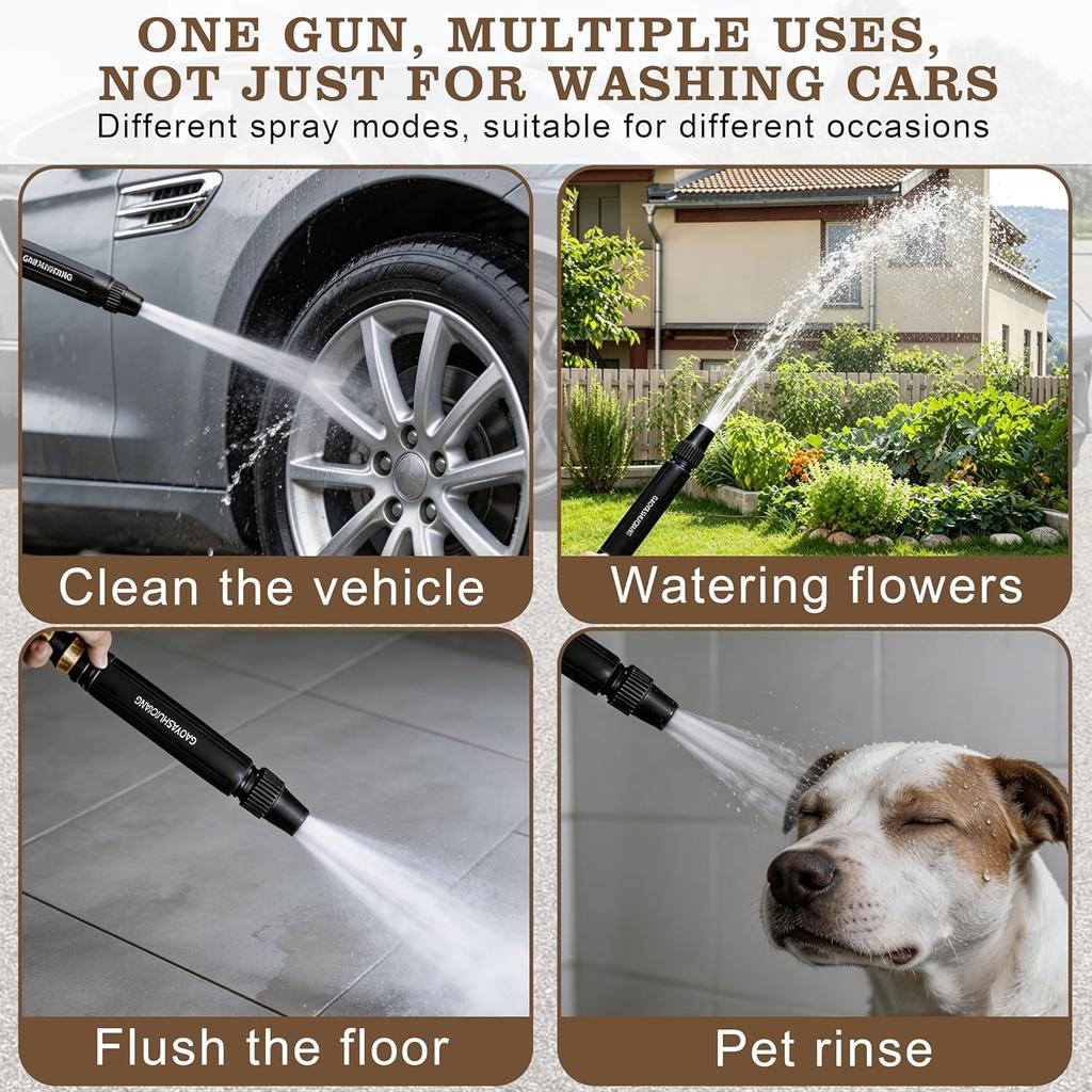 Car Wash Gun High Pressure Water Gun Household Heavy Duty Portable Direct Spray Nozzle for Garden Cleaning Watering Pipe