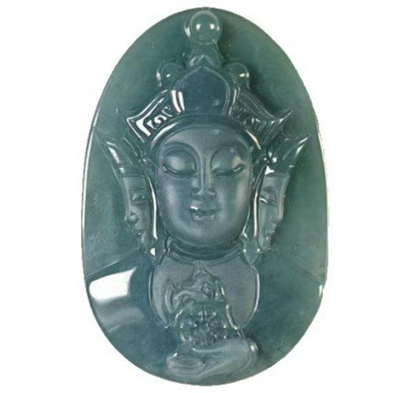 Three-Sided Guanyin Jade Pendant: Natural A-Grade Formal Wear Ornament for Men and Women