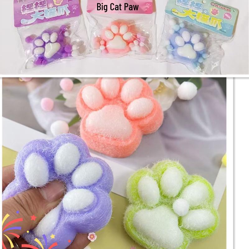 Dopamine Big Cat Paw Plush Decompression Squeeze Toy - Super Soft TPR