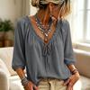 Women's Casual V-Neck Tie Front Top with Ruffle Trim Color