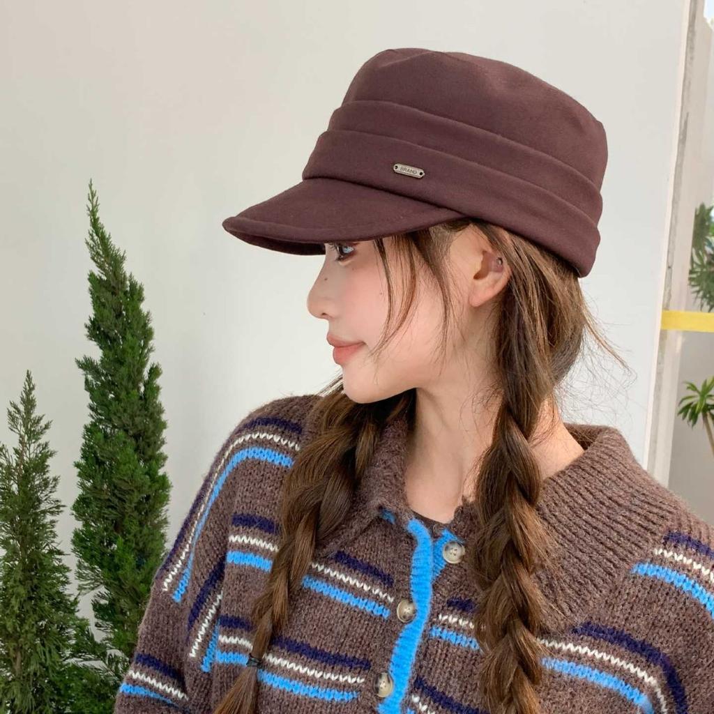 Pile hat children autumn and winter plain face small bag hat Internet celebrity black fashion versatile cold hat confinement hat