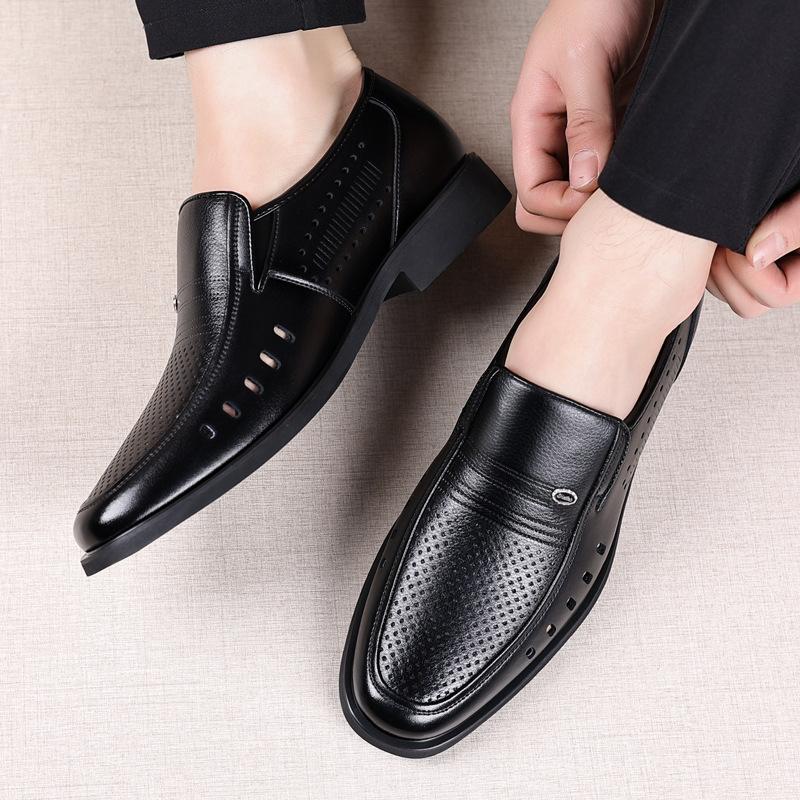 Wenzhou Leather Shoes Large Size 50 Summer Hollow Casual Leather Shoes Middle-aged Small Size 34 One-pedal Dad Shoes