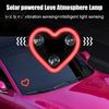 Dustproof Solar LED Light Heart-Shaped Neon Waterproof Romantic Car Lamp Garden Heart Auto On/Off Multi-Color Ambient Valentines Day Gift