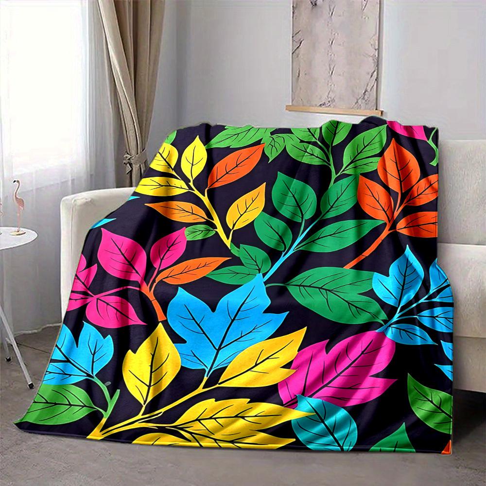 1pc Colorful Leaves Pattern Blanket Warm, Cozy, And Soft, Suitable for Sofas, Beds, Cars, And Office Use.Perfect for Camping And Travel, Making It a G