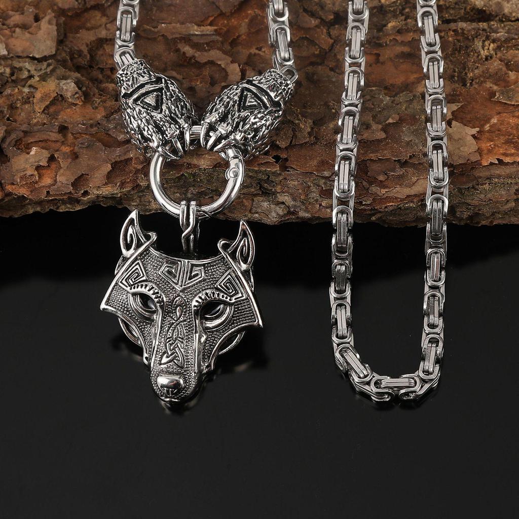 Viking Retro Beerklauw & Wolf Gezicht Krijger Hanger Ketting
