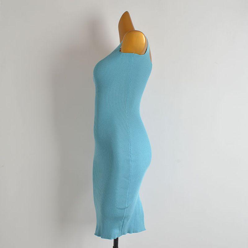 French Style Solid Color Retro Elegant Knit Halter Dress Women's Clothing Silm Slim Looking Mid Length Long Length Hip Split Dress