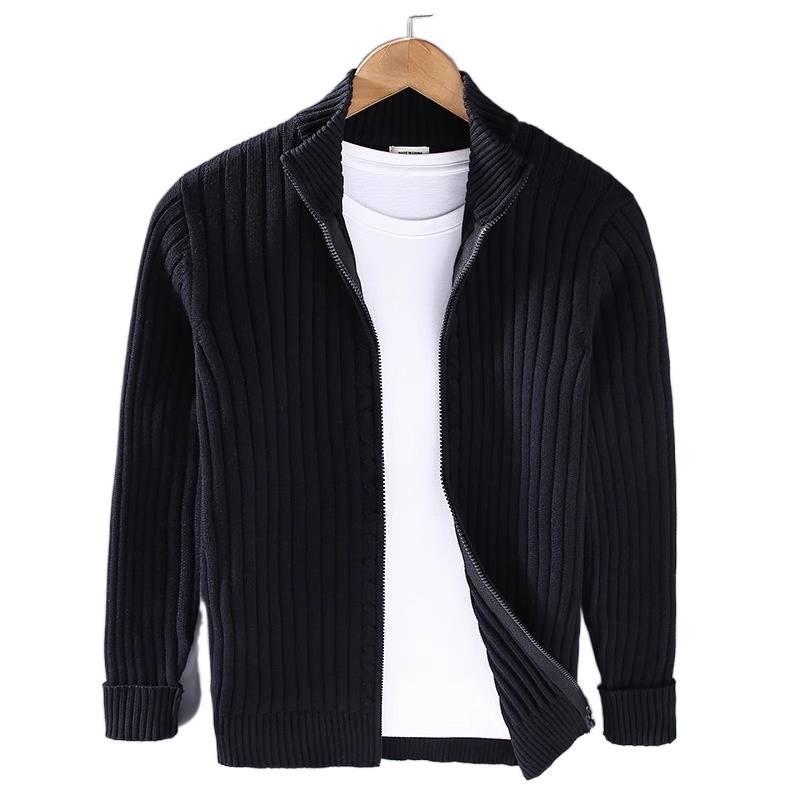 Gestreifter Strick-Reißverschluss-Cardigan für Herren - Warmes Langarm für Herbst/Winter