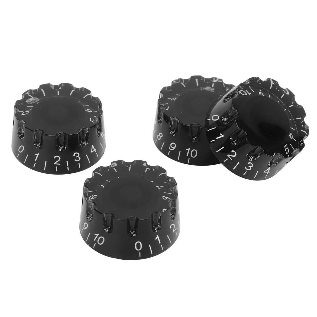 4Pcs Guitar Knob Plastic Professional 24 Fine Splines Bass Control Knob Replacement Black