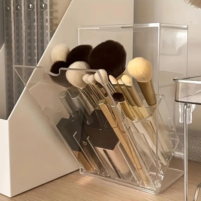 

Large Capacity Clear Makeup Brush Storage Box with Front Flap Lid Acrylic Cosmetic Organizer for Brushes and Beauty Tools brush do not includ чистый