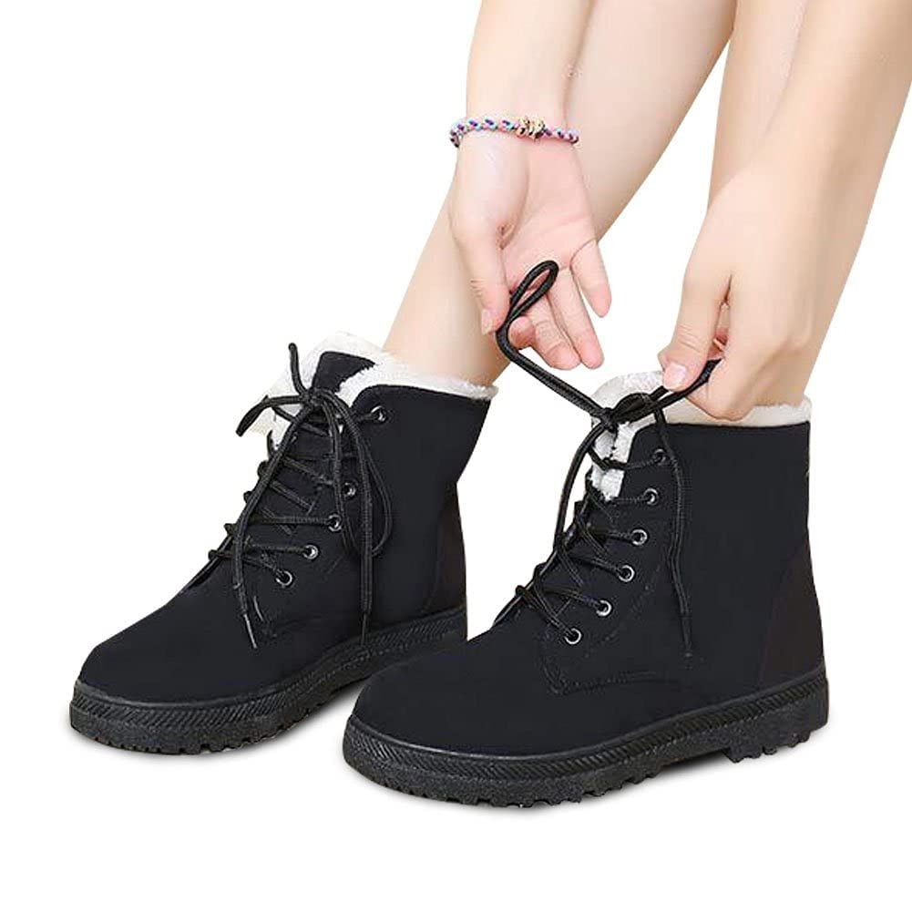 Fashion Crestar Winter Snow Boots for Women Warm Fur Lined Ankle Booties Lace Up Slip on Outdoor Walking Womens Boots Lady Fashion shoes