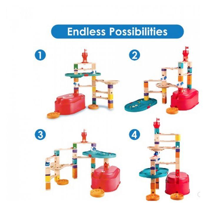 Jeu de construction - hape - quadrilla stack track bucket set - enfant - 4 ans - mixte - blanc