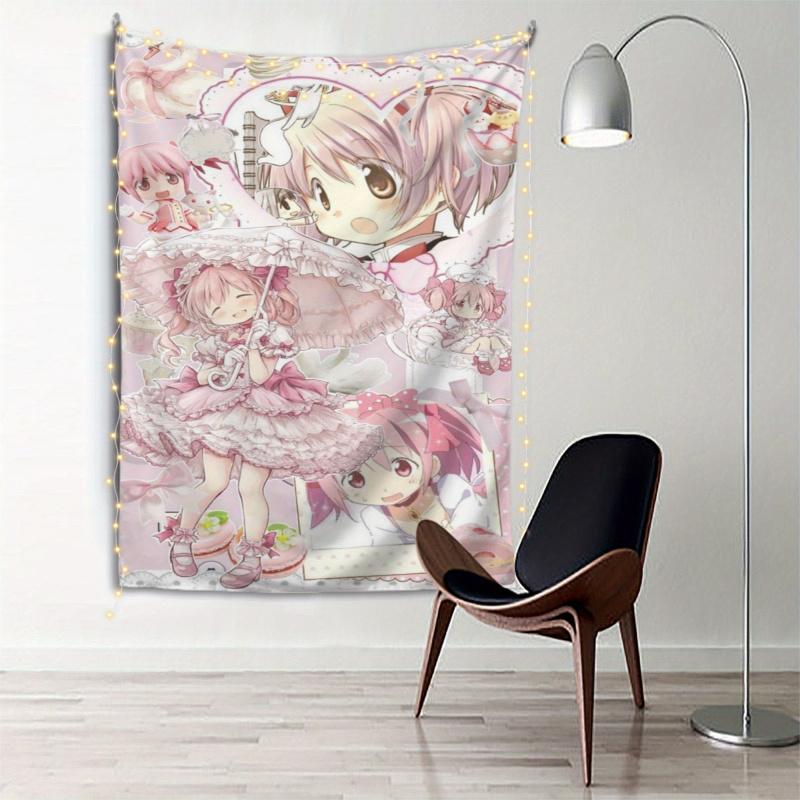 VIKAMA Pink Sweet Lolita Girl Tapestry anime Cute Cartoon ins Style Girl Heart Decoration Room Decoration Home Decoration