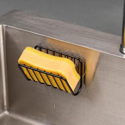 Wall-Mounted Sponge Holder No-Drill Suction Cup Drain Storage Shelf Space Saving Draining Sink Drain Stand Household