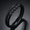 Tiger Eye Stone Beads Cuff Bangle Men's Bracelets  OL Style Male Wrist Gift New Multilayer Woven Leather Bracelet for Men