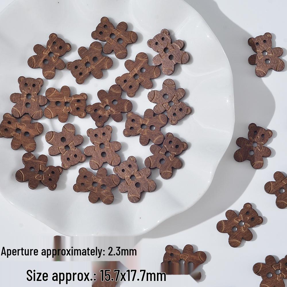 Teddy Bear & Kitten Cartoon Wood Buttons - DIY Bracelet & Necklace Beading Kit