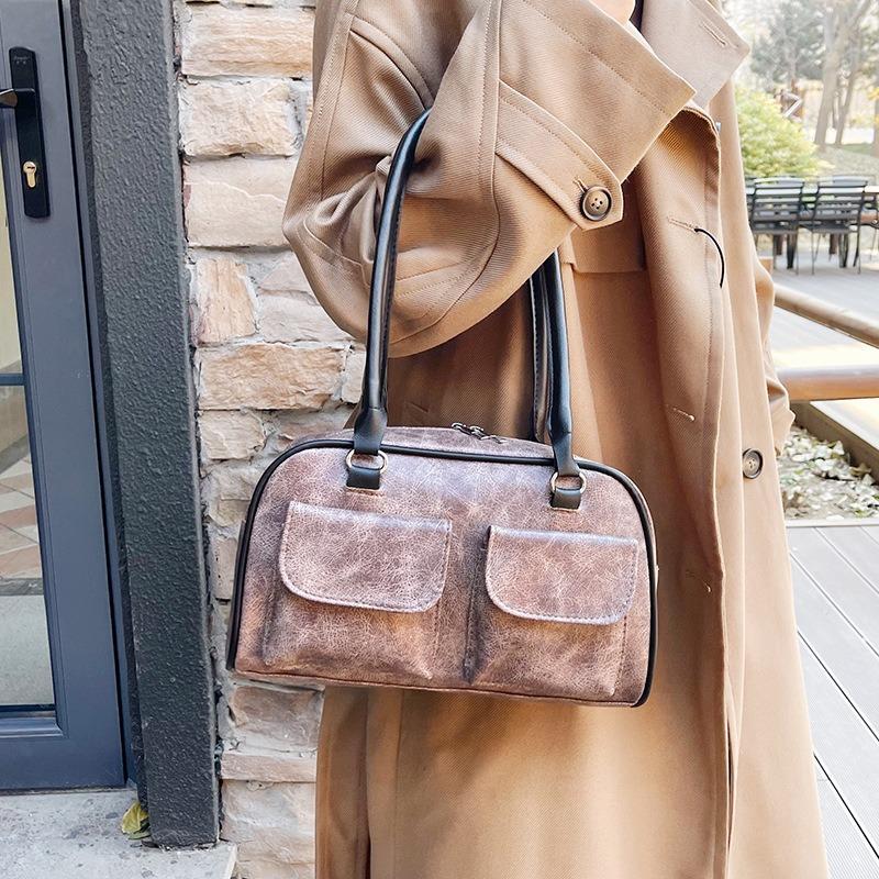 Large capacity simple retro underarm bag women's fashion popular simple handbag trendy shoulder bag