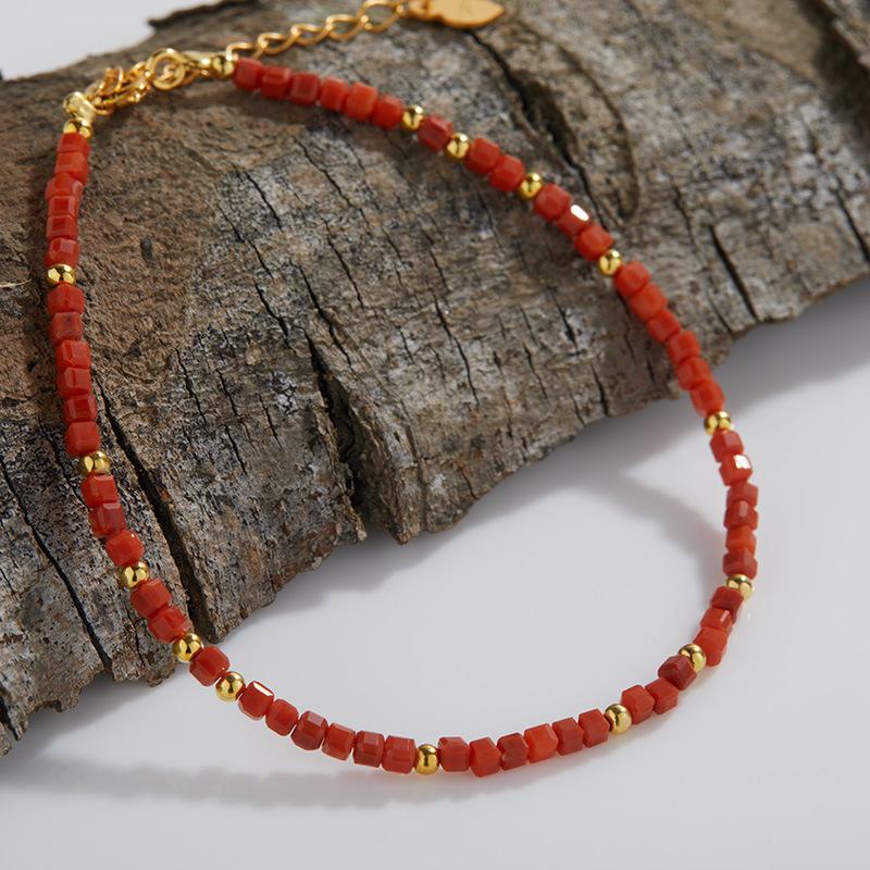 New Natural Red Agate S925 Silver Bracelet for Women's Fashion, Simple and Versatile