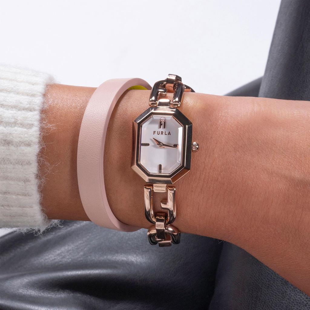Watch OCTAGONAL Silver Dial Stainless Steel Mineral Glass Quartz Daily Waterproof China Watch WW00044005L3 Rose Gold [Furla] 27.5MM Women's [Item]