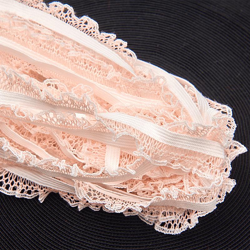 1.5cm Lace Ruffle Bath Puff & Headband Set with Elastic Webbing