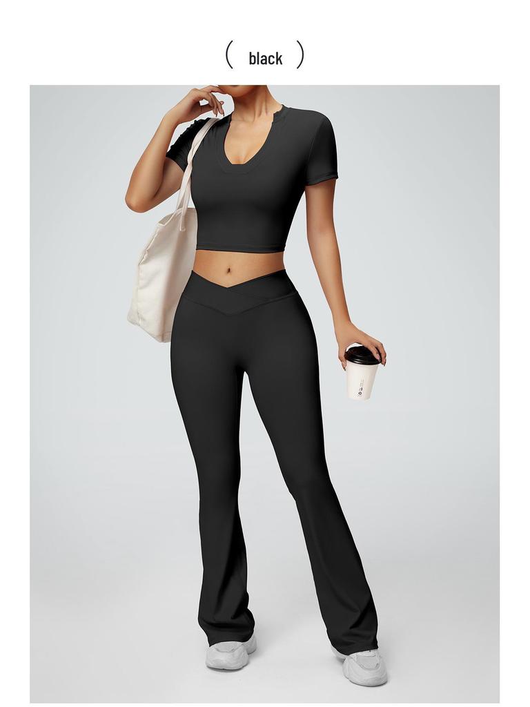 Cross-Border Slimming Nude Short-Sleeve Yoga & Sports T-Shirt