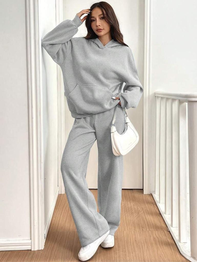 2-Piece Women's Casual Warm Lined Hoodie & Pants Set - Autumn/Winter Sportswear