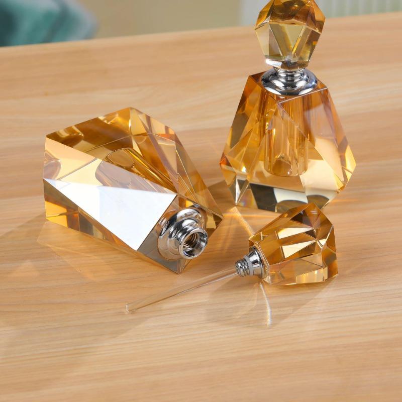 14-17ml Vintage Diamond Perfume Bottle Home Decoration Large Capacity Amber Crystal Glass Perfume Bottle Gift Tabletop Decor