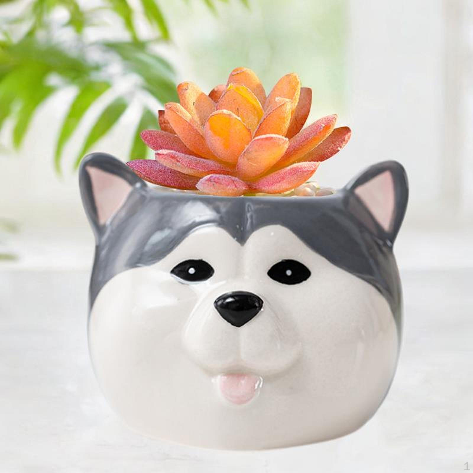 Очаровательный керамический цветочный горшок в виде собаки для украшения дома и сада Husky
