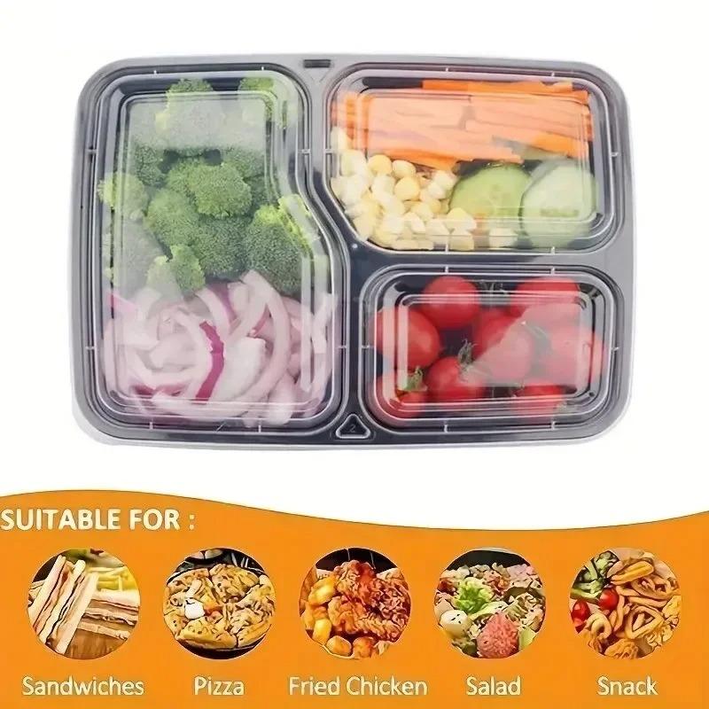 10Set Disposable Meal Box with Lid Household Kitchen Restaurant Picnic Fruits Sandwiches Snacks Takeout Food Storage Container
