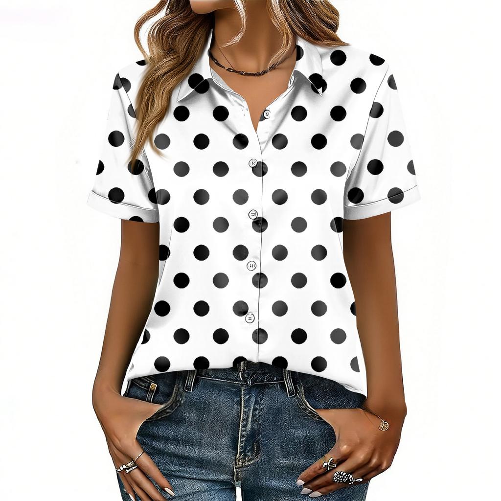 Blouse Satinée Manches Courtes Hauts en Soie Chemises Boutonnées Tenues Business Casual pour Femmes