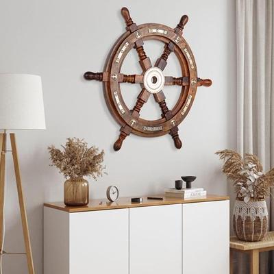 30.48 Cm Nautical Wooden Captain Ship Boat Wheel Ship Boat Steering Wheel Pirate Ship's Wheel Christmas Décor Gifts