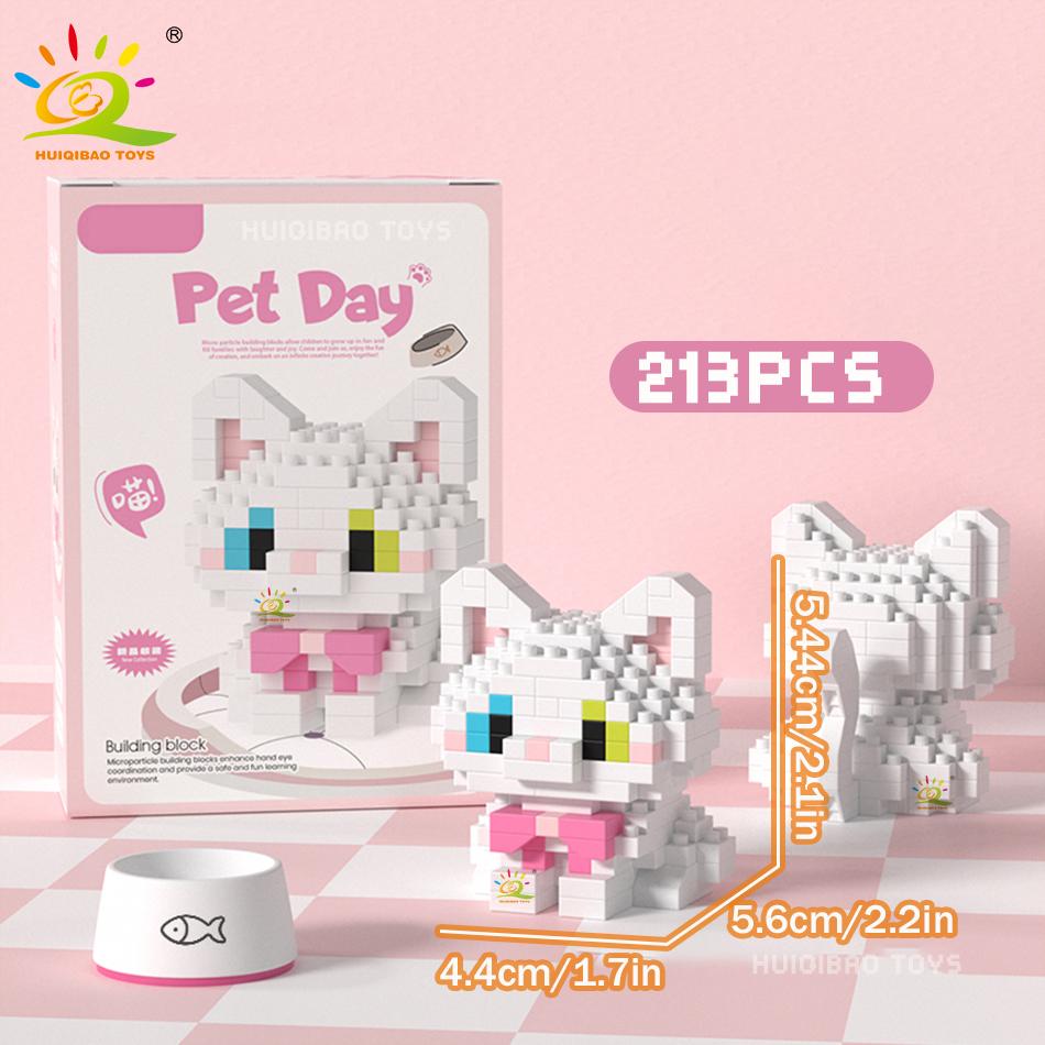 MINI Working Cat Pet Dog Micro Model Building Block Set Kids City Cartoon Animal Diamond Bricks Educational Toys Adult