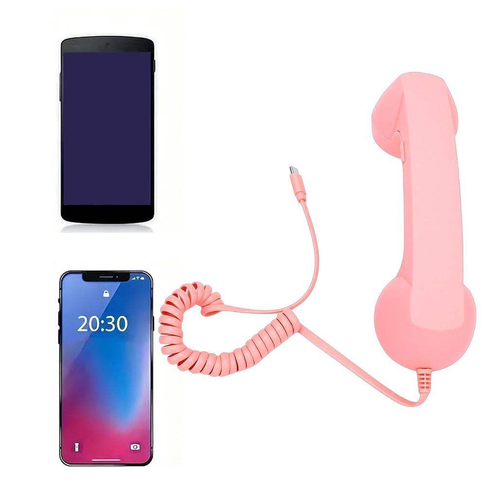 Retro Phone Handset Type C Wired Telephone Handset Handheld Receiver with Mic and Spker for Conference Call