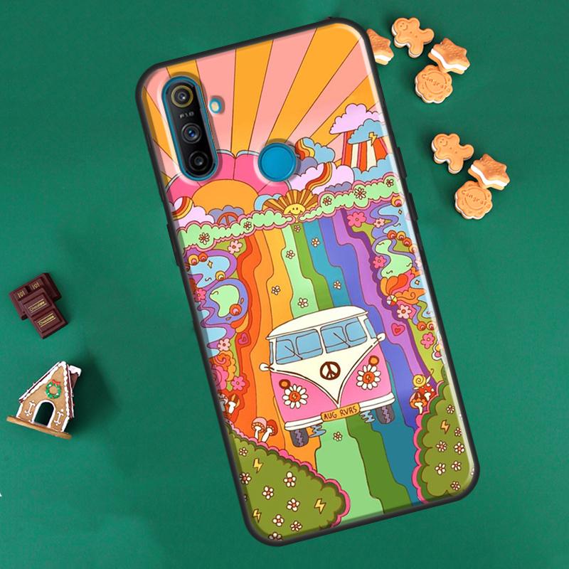 Hippy Peace Bus Cat For OnePlus 9R 8T Nord2 9 10 Pro Case For OPPO Realme 9i 8i 8 Pro GT Neo 2 GT Master Cover